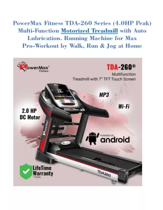 PowerMax Fitness TDA-260® Multifunction Treadmill with  Color Touch Screen