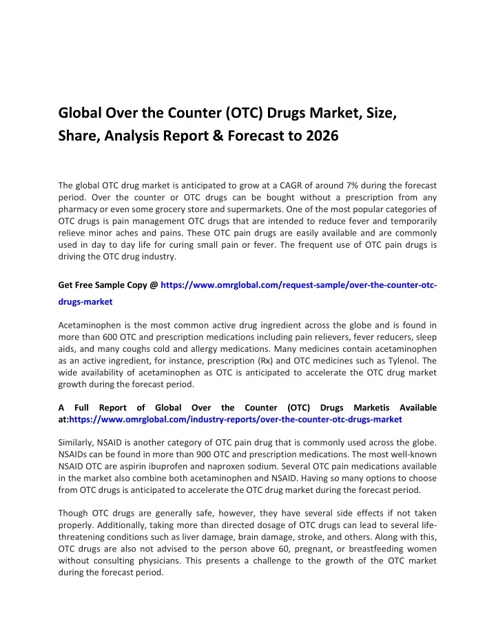 global over the counter otc drugs market size