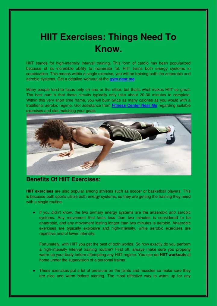 hiit exercises things need to know