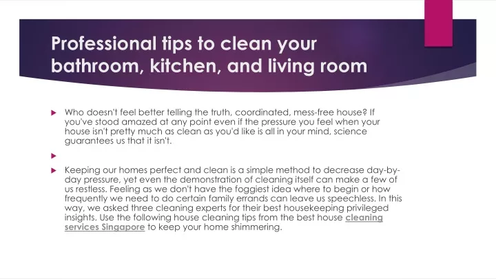 professional tips to clean your bathroom kitchen and living room