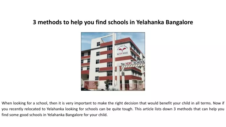 3 methods to help you find schools in yelahanka