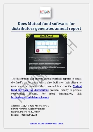 does mutual fund software for distributors