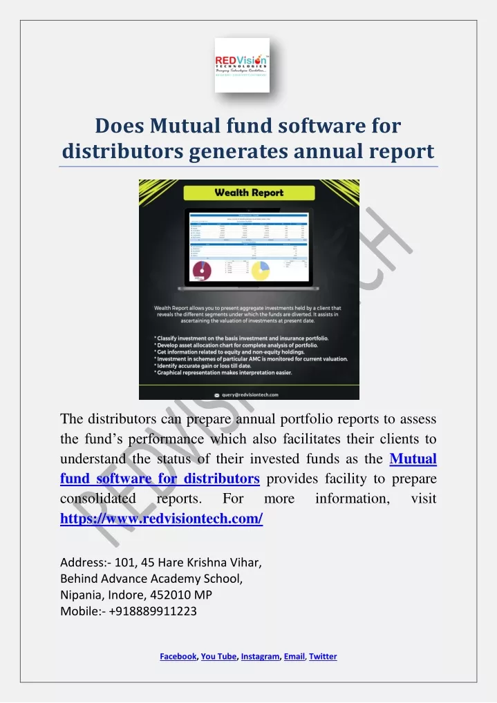 does mutual fund software for distributors