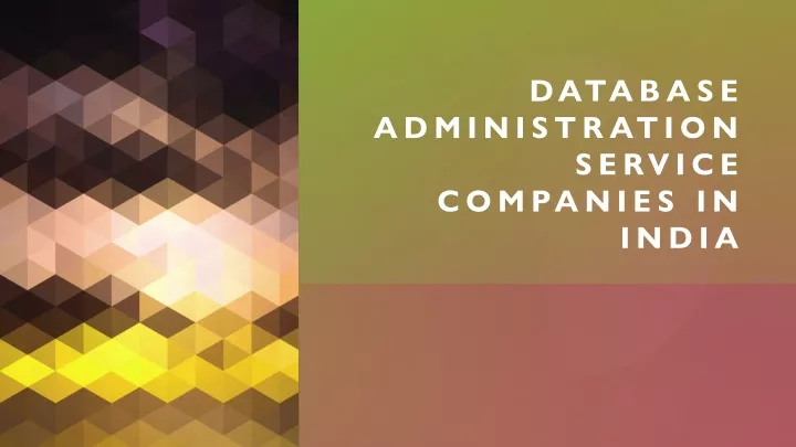 database administration service companies in india