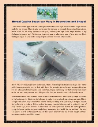herbal quality soaps can vary in decoration