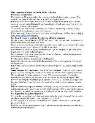 how important content for social media calendar
