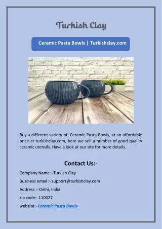 Ceramic Pasta Bowls | Turkishclay.com