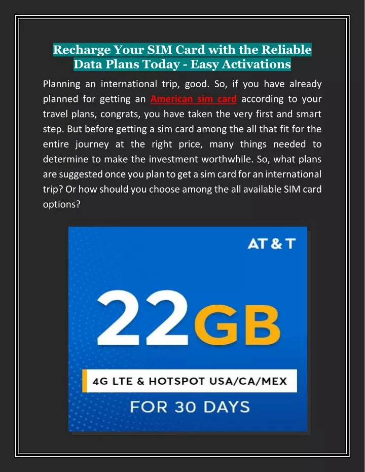 recharge your sim card with the reliable data