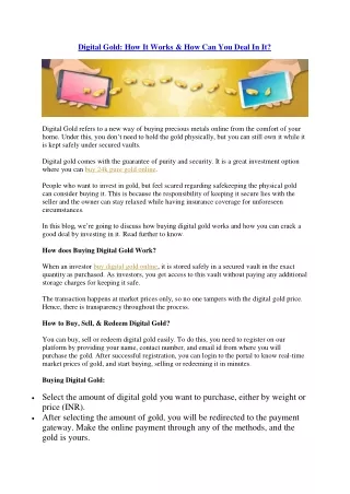 Digital Gold - How It Works & How Can You Deal In It