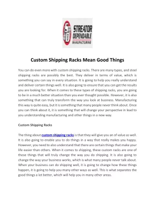 custom shipping racks mean good things