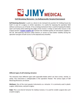 Self-Retaining Retractor An Indispensable Surgical Instrument