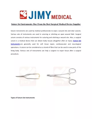 Suture Set Instruments Buy From the Best Surgical Medical Device Supplier
