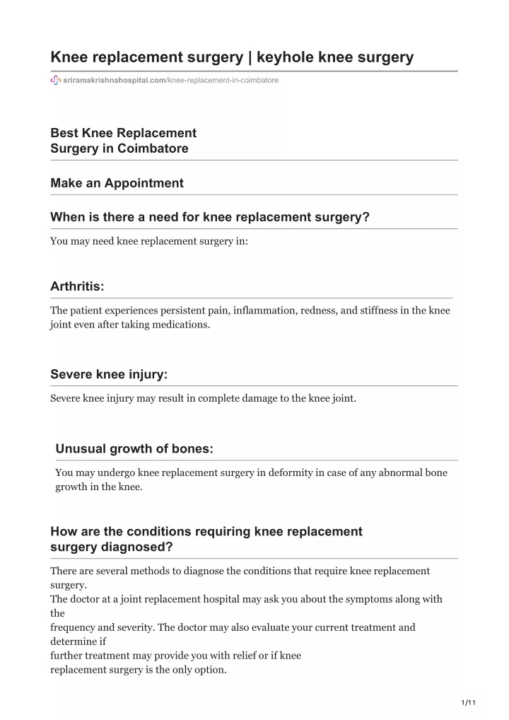 knee replacement surgery keyhole knee surgery