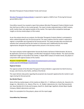 Microbial Therapeutic Products Market Trends and Forecast