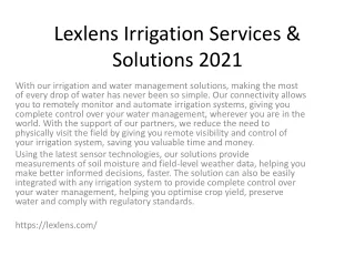 lexlens irrigation services solutions 2021