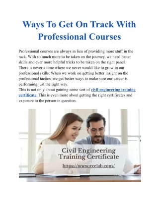 Ways To Get On Track With Professional Courses