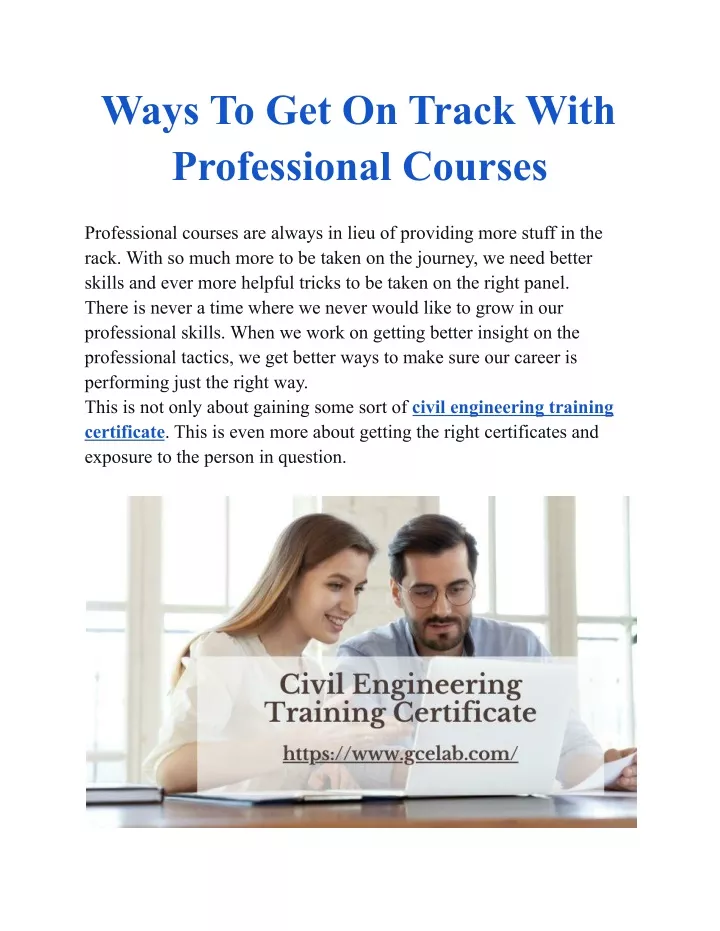 ways to get on track with professional courses