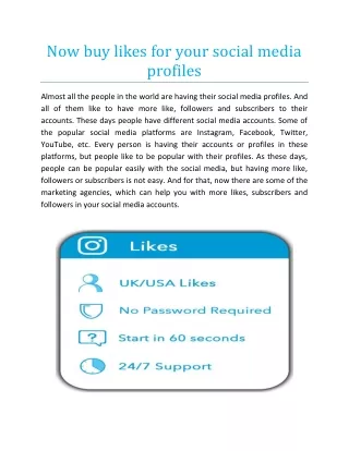 Now buy likes for your social media profiles