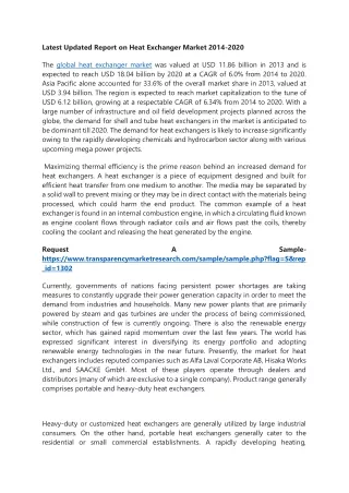 latest updated report on heat exchanger market