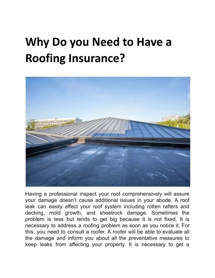 why do you need to have a roofing insurance