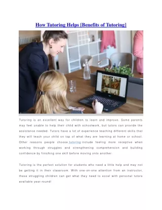 how tutoring helps benefits of tutoring