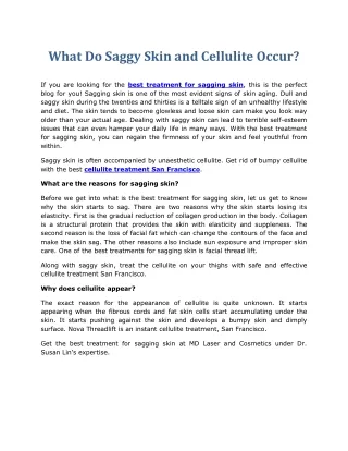 what do saggy skin and cellulite occur