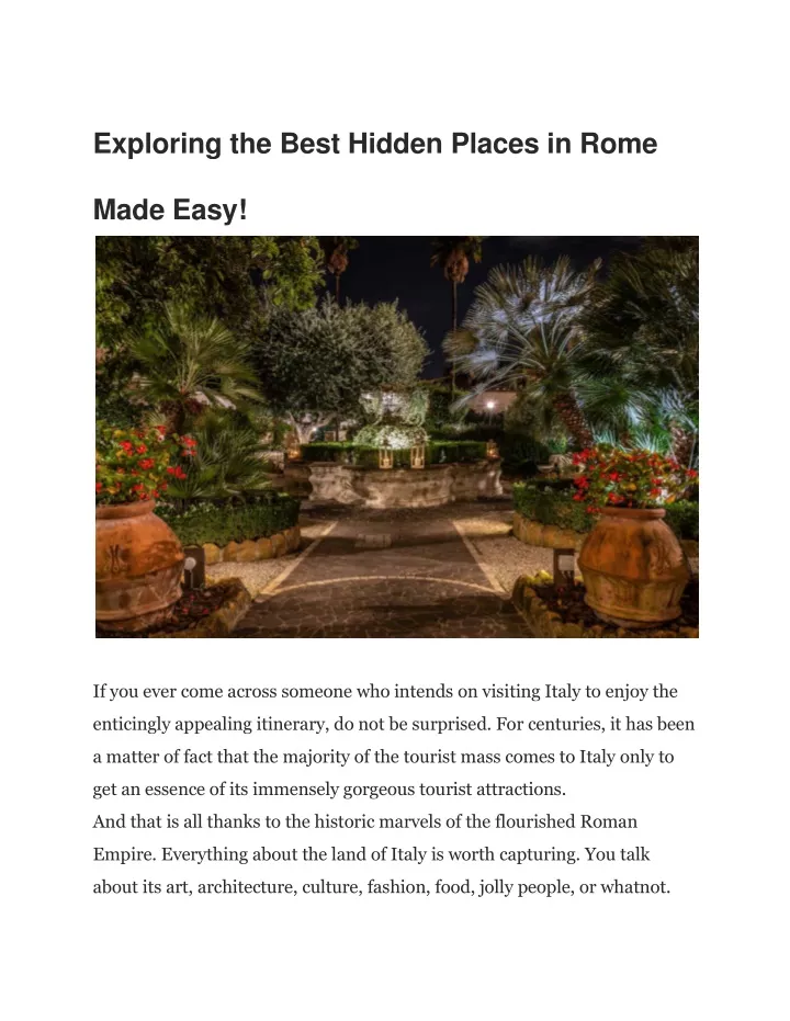 exploring the best hidden places in rome