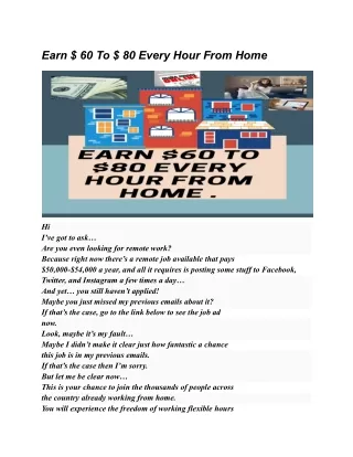 earn 60 to 80 every hour from home