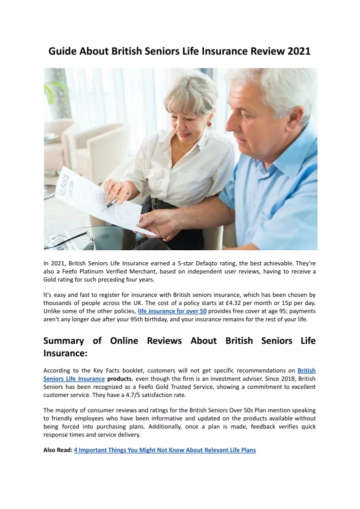 guide about british seniors life insurance review