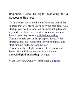 Beginners Guide To digital Marketing for a Successful Business