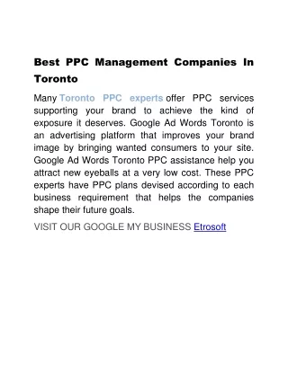 Best PPC Management Companies In Toronto