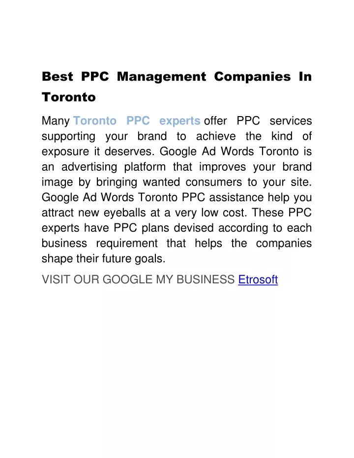 best ppc management companies in toronto