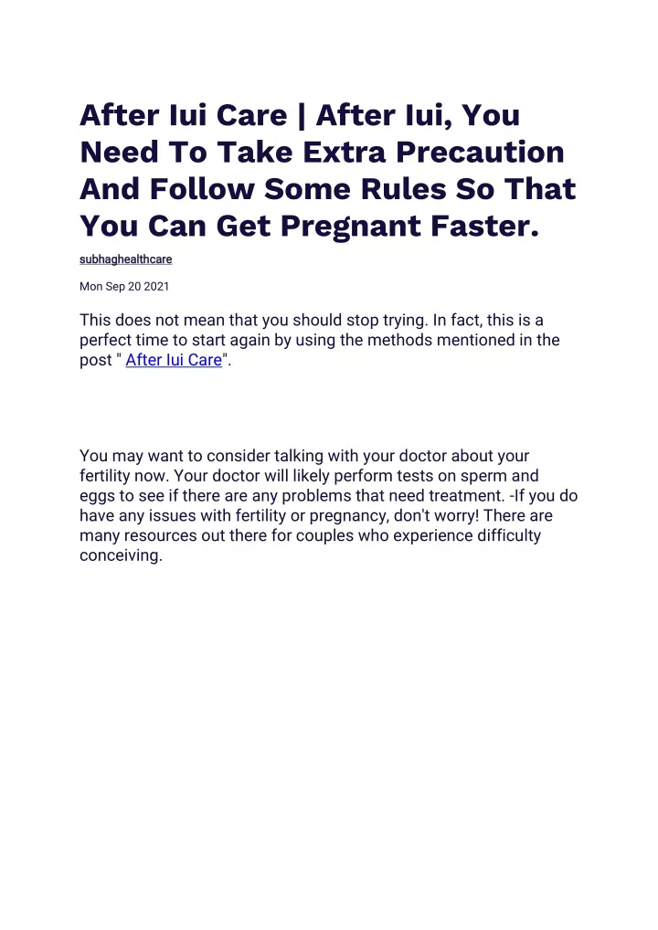 after iui care after iui you need to take extra