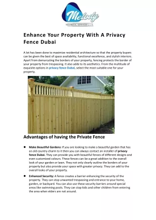 enhance your property with a privacy fence dubai