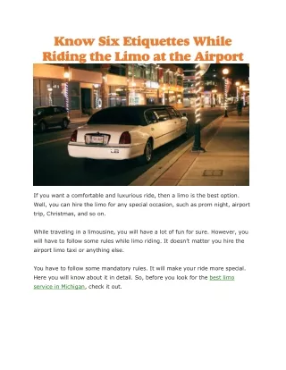 know six etiquettes while riding the limo