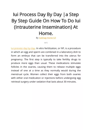 Iui Process Day By Day . a Step By Step Guide On How To Do Iui (Intrauterine Insemination) At Home. - Subhag Home IUI