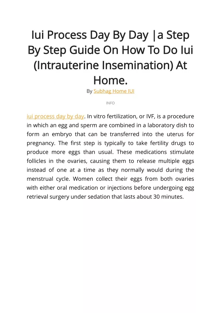 iui pro iui process day by day a step cess
