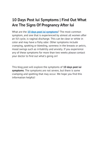 10 Days Post Iui Symptoms . Find Out What Are The Signs Of Pregnancy After Iui