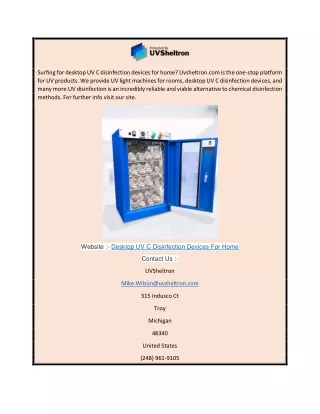 Desktop Uv C Disinfection Devices for Home  Uvsheltron.com