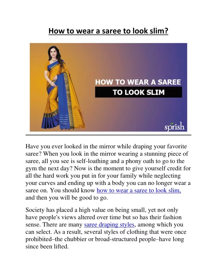how to wear a saree to look slim