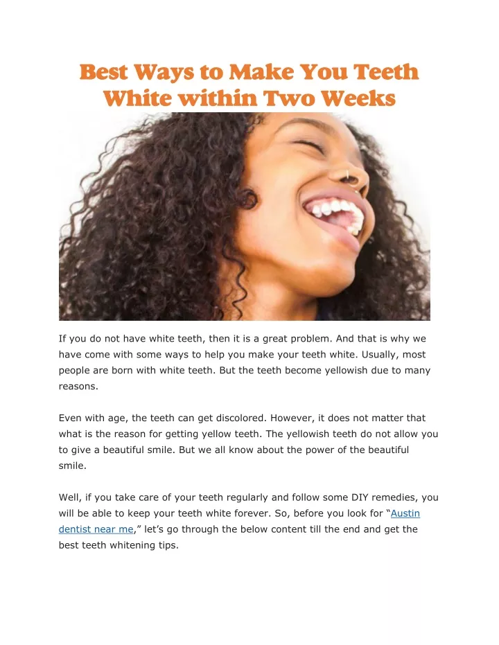 best ways to make you teeth white within two weeks