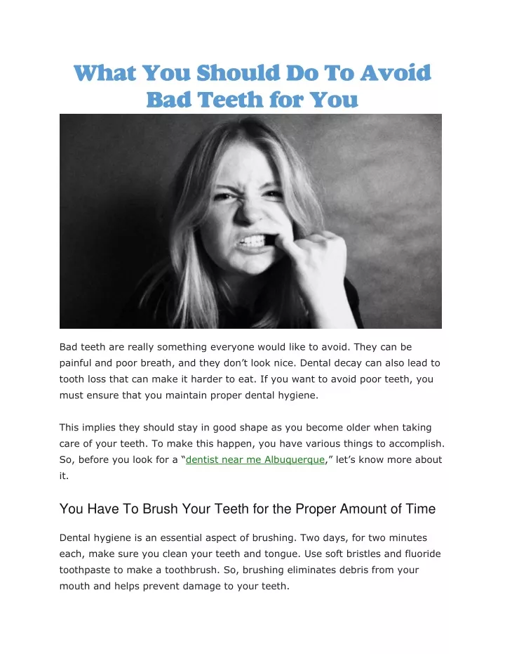 what you should do to avoid bad teeth for you