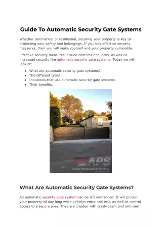 guide to automatic security gate systems