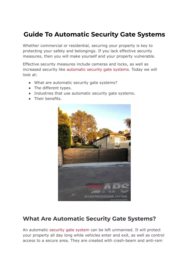 guide to automatic security gate systems