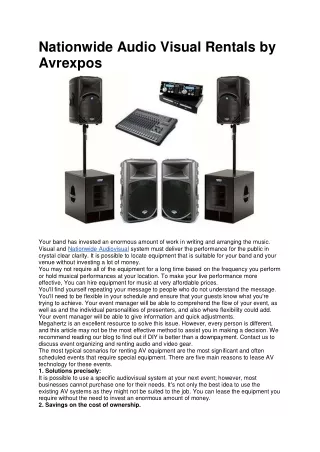 Nationwide Audio Visual Rentals By Avrexpos