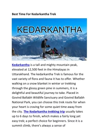 Best Time for Kedarkantha Trek Trip