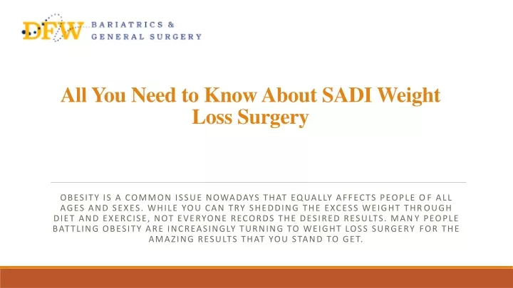 all you need to know about sadi weight loss surgery