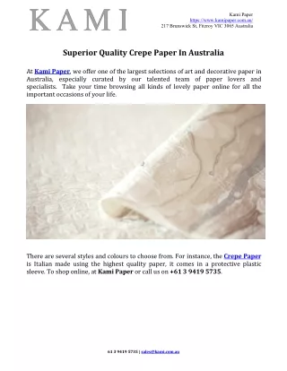 Superior Quality Crepe Paper In Australia