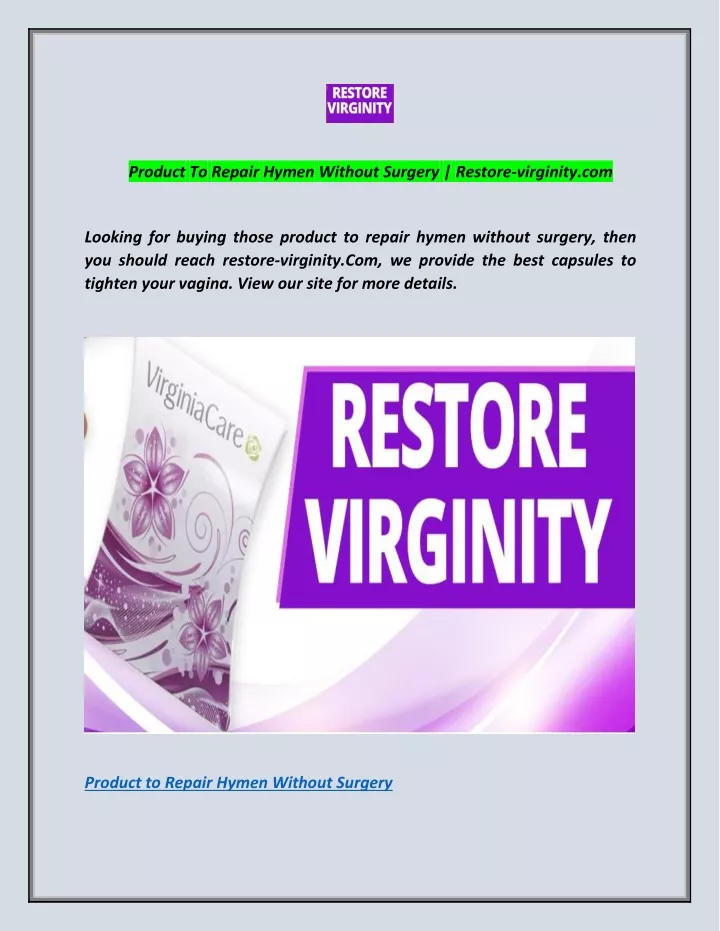 product to repair hymen without surgery restore