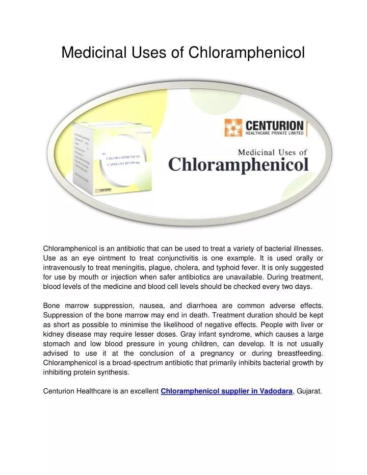 medicinal uses of chloramphenicol